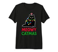 Meowy Catmas - Luci Natalizie a Forma di Gatto Maglietta Premium