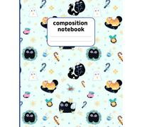 Meowy Christmas : Black Cat Composition Notebook: - Cute Holiday Design : Wide Ruled, 120 Pages (7.5” x 9.25”)