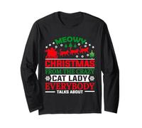 Meowy Christmas from The Crazy Cat Lady Xmas Family Maglia a Manica