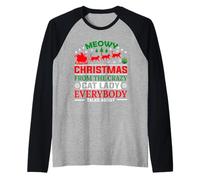 Meowy Christmas from The Crazy Cat Lady Xmas Family Maglia con Maniche Raglan