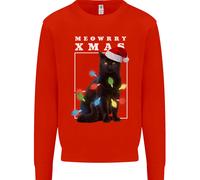 Meowy Christmas Tree Divertente Gatto Xmas Uomo Felpa Maglione