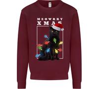 Meowy Christmas Tree Divertente Gatto Xmas Uomo Felpa Maglione
