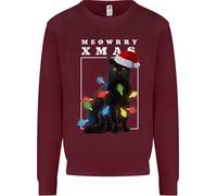 Meowy Christmas Tree Divertente Gatto Xmas Uomo Felpa Maglione