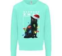 Meowy Christmas Tree Divertente Gatto Xmas Uomo Felpa Maglione