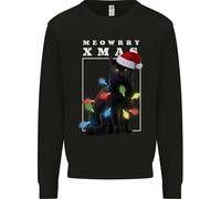 Meowy Christmas Tree Divertente Gatto Xmas Uomo Felpa Maglione