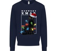 Meowy Christmas Tree Divertente Gatto Xmas Uomo Felpa Maglione