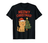 Meowy - Gatto Natalizio Divertente Babbo Natale Maglietta