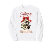 Meowy Under The Mistletoe Cute Tuxedo Kitten Christmas Felpa