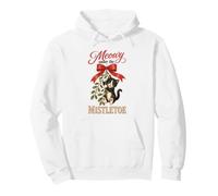 Meowy Under The Mistletoe Cute Tuxedo Kitten Christmas Felpa con Cappuccio