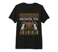 Meowzel Tov Mazel Tov Cat Happy Hanukkah Brutto Natale Maglietta Premium