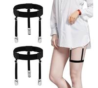 MeoZynxadril 2 Pezzi Soggiorni Camicia, Giarrettiere Camicia Uomini e Donne, Regolabile Bretelle Camicia, Elastica Ferma Camicia, con Morsetti Antiscivolo, Per Matrimoni, Polizia, Militari