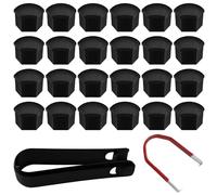 MeoZynxadril 24 Pezzi Copri Bulloni Auto, Copribulloni Auto 17mm, Universali Tappi Copridado Ruota, Coperchio Dado Ruota Auto, con 2 Attrezzo Rimozione, per Maggior Parte delle Ruote, Nero