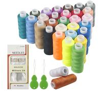 MeoZynxadril 30 Pezzi Filo per Cucire, Set Filo da Ricamo, 250 Yard Filo per Macchina Cucire, Filettatura Cucire, Fili Cucir Mano, Con 2 Infila Ago e 16 Aghi, Ricamo per Cucire a Macchina e a Mano