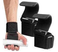 MeoZynxadril Ganci Palestra Polsi (Coppia), Ganci Sollevamento Pesi, Gym Gancio Cinghie, Grips Palestra, Dumbbell Hooks, per Bodybuilding, Deadlift, Pull up e Manubri, per Uomini e Donne, Nero