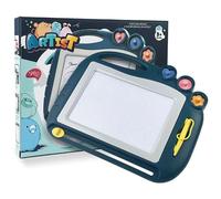 MeoZynxadril Lavagna Magnetica per Bambini, 27.5x21.5CM Lavagnetta Cancellabile Colorata, Tavoletta Magnetica Disegni, con Penna Magnetica e 3 Timbri, Giocattolo Educativo per Bambini
