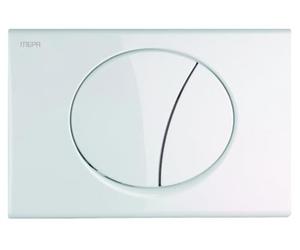 MEPA Piastra WC Sun 2-M (Bianco, 245 x 165 x 13 mm, in plastica, azionamento Anteriore, Tecnologia di risciacquo a 2 quantità, Meccanica per Cassette Sanicontrol UP Tipo R11 Loopingtechnic) 421600