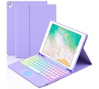 MePadKey Custodia con tastiera touchpad per iPad di 6a generazione 2018/5a generazione 2017 da 9,7 pollici, retroilluminazione a 7 colori, tastiera di ricarica di tipo C con portamatite, adatta per