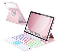MePadKey Custodia per tastiera touchpad per Samsung Galaxy Tab A11 Plus/A9 Plus 2025/2023 11 pollici, copertura girevole a 360 gradi con retroilluminazione a colori, tastiera magnetica rimovibile per