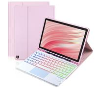 MePadKey Custodia per tastiera trackpad per Amazon Fire HD 10/10 Plus 10,1 pollici 2021/2023 (11/13a generazione), tastiera ricaricabile retroilluminata a 7 colori con copertura multi-angolo per