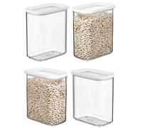 Mepal 106912030600 Modula - Contenitore in plastica, 1500 ml, colore: trasparente/bianco (confezione da 4)