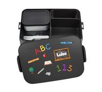 Mepal Bento - Contenitore per il pranzo Take a Break, personalizzabile, ABC, contenitore per il pranzo con nome, confezione regalo per l'inizio della scuola, misura grande, colore nero