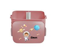 Mepal Bento - Contenitore per il pranzo Take a Break, personalizzabile, per il pranzo, con scomparti, con nome, motivo astronauta, colore: rosso