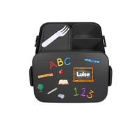 Mepal Bento - Contenitore per il pranzo Take a Break personalizzato ABC, contenitore per il pranzo con nome, confezione regalo per l'inizio della scuola, colore nero