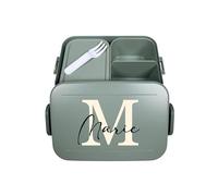 Mepal Bento - Contenitore per il pranzo Take a Break personalizzato, contenitore per il pranzo con nome, set con stampa colorata lettera iniziale midi menta