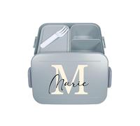 Mepal Bento - Contenitore per il pranzo Take a Break personalizzato, contenitore per il pranzo con nome, set con stampa colorata lettera iniziale Midi azzurro