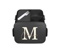 Mepal Bento - Contenitore per il pranzo Take a Break personalizzato, contenitore per il pranzo con nome, set con stampa colorata lettera iniziale Midi nero