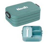 Mepal Bento Lunch Box Take A Break Midi - Contenitore per il pranzo personalizzato con nome, scomparto per bento e forchetta, adatto per fino a 4 panini di burro - senza BPA e lavabile in