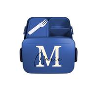 Mepal Bento Lunch Box Take a Break Personalizzato, Contenitore per il pranzo con scomparti e Nome, Set Bento Box Stampa Colorata Lettera Iniziale Midi Blu Scuro