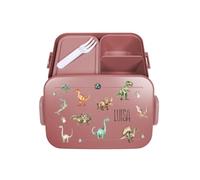 Mepal Bento Lunch Box Take a Break Personalizzato Dino, Contenitore per il pranzo con scomparti, contenitore per il pranzo con nome, set con stampa colorata dinosauro, rosso midi