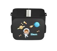 Mepal Bento Lunch Box Take a Break Personalizzato Ragazzo, Contenitore per il pranzo con nome, Bento Box con stampa colorata astronauta Midi, nero