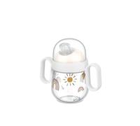 Mepal Bicchiere anti-sbavature Mio, A prova di perdite, Coperchio trasparente, Maniglie facili da impugnare, Beccuccio morbido per bere, 200 ml, Sunshine & Rainbow