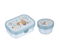 Mepal Campus Little Dutch Meets Frutta e Bento Box per bambini, lavabile in lavastoviglie, 300 e 750 ml, con scomparti, forchetta e chiusura a clip, perfetto per snack e pasti | Forest Friends