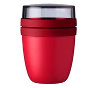Mepal Campus Red - Tazza per cereali da go, piccola, pratica tazza per yogurt, suddivisione per yogurt e cereali, adatta per congelatore, microonde e lavastoviglie, 300 ml + 120 ml, colore rosso