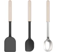 Mepal - Set da Cucina 3 pezzi (Spatola + Cucchiaio da Cucina + Cucchiaio da Portata) Chef it - Per Pentole Antiaderenti - Resistente al Calore - Utensili da Cucina - Chalk