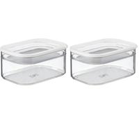 Mepal Contenitore per frigo 2 pezzi Modula, Scatola di Stoccaggio con Coperchio, Adatto per conservare carne e formaggio, Organizzatore per la Cucina, 550 + 2000 ml, White (Confezione da 2)