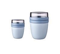Mepal - Contenitore per il pranzo Ellipse confezione duo - Pratica tazza per muesli, tazza per yogurt, tazza da asporto - Adatto per congelatore, microonde e lavastoviglie - 300 e 500 ml - Nordic Blue
