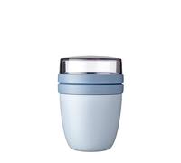 Mepal - Contenitore per il Pranzo Ellipse Mini - Scoparti Separati per Yogurt e Muesli - Adatto per il Freezer, il Microonde e la Lavastoviglie - 300 ml + 120 ml - Nordic Blue