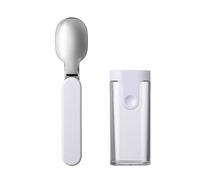 Mepal - Cucchiaio Pieghevole Ellipse - Cucchiaio Riutilizzabile da Portare con Sé - Cucchiaio Pieghevole per Yogurt - Posate da Viaggio - Custodia Inclusa - Acciaio Inossidabile - Wit