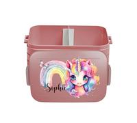 Mepal Lunch Box Take a Break Personalizzato, Contenitore per il pranzo con inserto separatore Ragazza, Lunch Box con nome, Divisore colorato Stampa Unicorno Arcobaleno Large Rosso