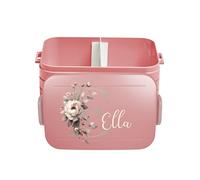 Mepal Lunch Box Take a Break Personalizzato, Contenitore per il pranzo con separatore, Lunch Box con nome, Bento Box Divisorio Floreale Lettera Iniziale Midi Rosso
