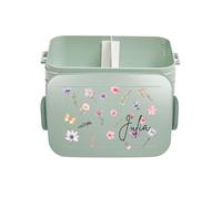Mepal Lunch Box Take a Break Personalizzato, Contenitore per il pranzo con separatore, Lunch Box con nome, Bento Box Separatore Stampa Colorata Fiori Midi Menta