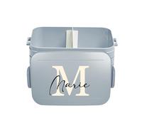 Mepal Lunch Box Take a Break Personalizzato, Contenitore per il pranzo con separatore, Lunch Box con nome, Bento Box Separatore Lettera Initiale Large Azzurro
