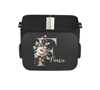 Mepal Lunch Box Take a Break Personalizzato, Contenitore per il pranzo con separatore, Lunch Box con nome, Bento Box separatore fiori lettera iniziale Large Nero