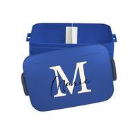Mepal Lunch Box Take a Break Personalizzato, Contenitore per il pranzo con separatore, Lunch Box con nome, Bento Box Separatore Lettera Initiale Large Blu Scuro