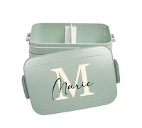 Mepal Lunch Box Take a Break Personalizzato, Contenitore per il pranzo con separatore, Lunch Box con nome, Bento Box Separatore Lettera Initiale Midi Menta