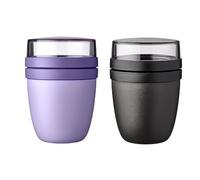 Mepal Lunch Pot Ellipse Mixed Mini | Vivid Lilac + Nordic Black | Tazza per muesli to go | Suddivisione per yogurt e cereali | 300 ml + 120 ml | Adatto per congelatore, microonde e lavastoviglie